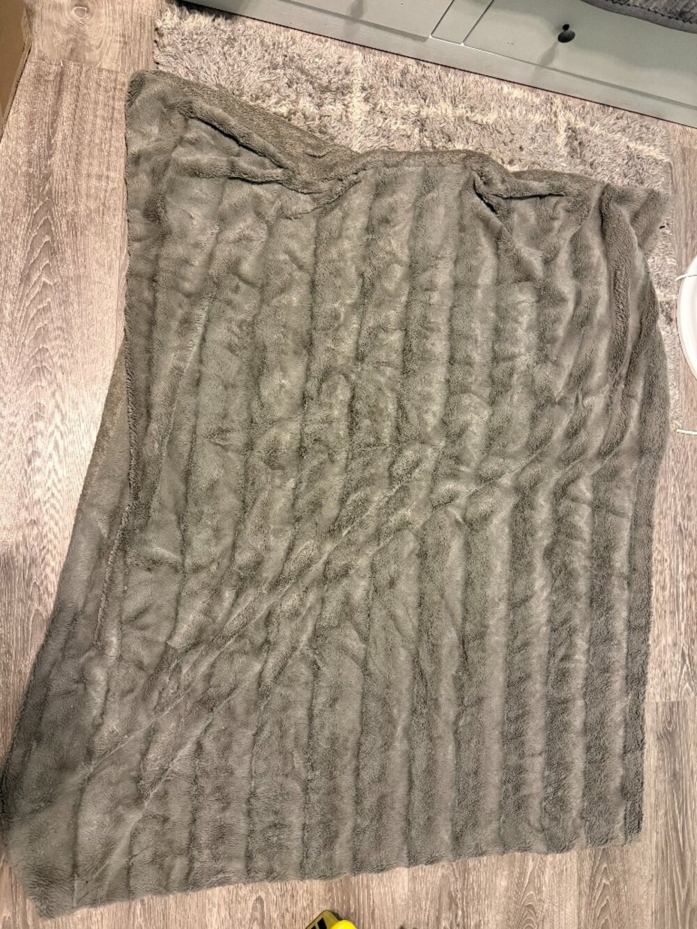 Grey Fuzzy Indgo Throw